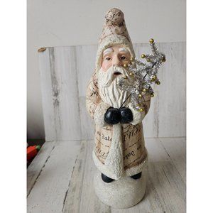 Shabby chic Santa tree glitter unique large Xmas decor 17" Tinsel tree